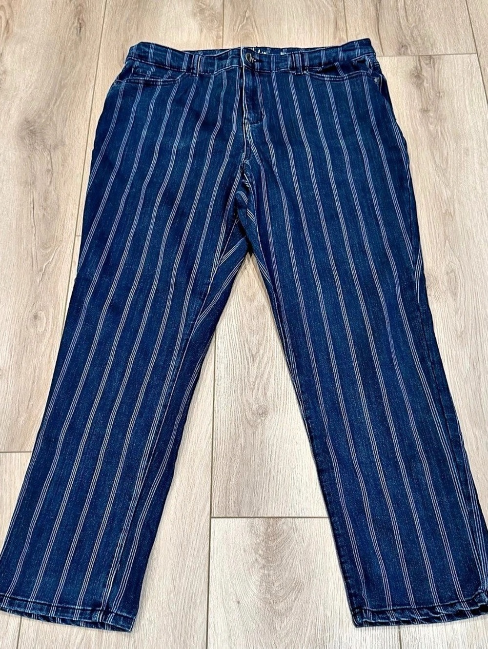 Style & Co Slim Ankle Striped Jeans Blue Waist 12